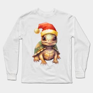 Eastern Box Turtle in Santa Hat Long Sleeve T-Shirt